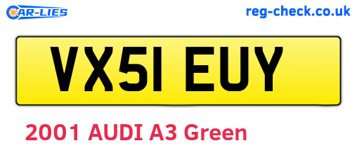 VX51EUY are the vehicle registration plates.