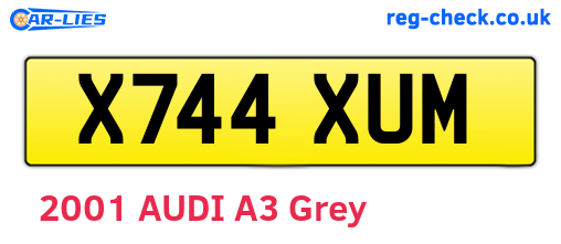 X744XUM are the vehicle registration plates.