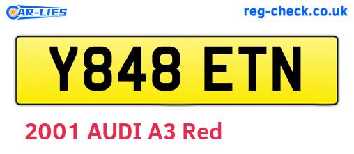 Y848ETN are the vehicle registration plates.