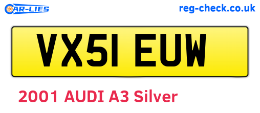 VX51EUW are the vehicle registration plates.