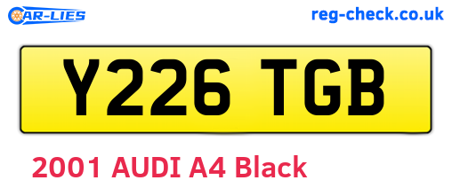 Y226TGB are the vehicle registration plates.