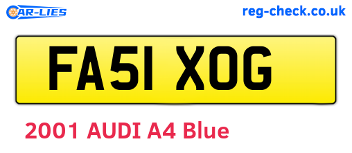 FA51XOG are the vehicle registration plates.
