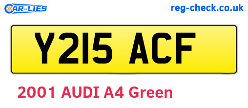 Y215ACF are the vehicle registration plates.