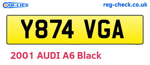 Y874VGA are the vehicle registration plates.