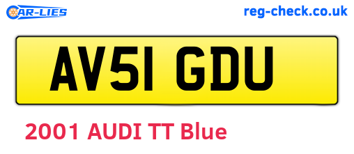 AV51GDU are the vehicle registration plates.