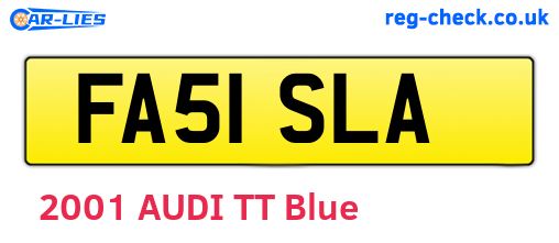 FA51SLA are the vehicle registration plates.