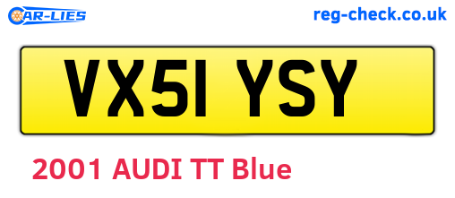 VX51YSY are the vehicle registration plates.