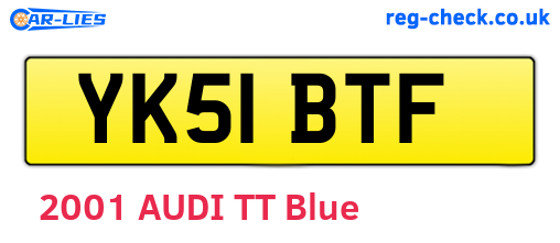 YK51BTF are the vehicle registration plates.