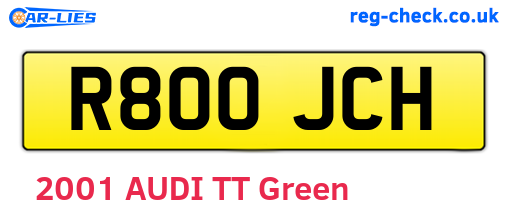 R800JCH are the vehicle registration plates.