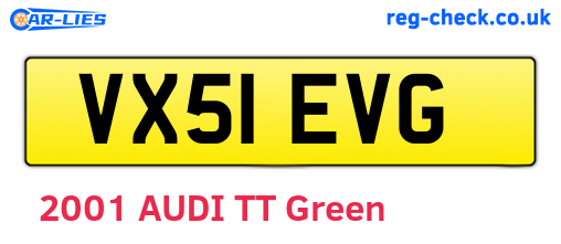 VX51EVG are the vehicle registration plates.