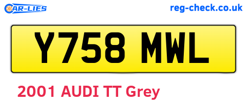 Y758MWL are the vehicle registration plates.