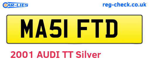 MA51FTD are the vehicle registration plates.