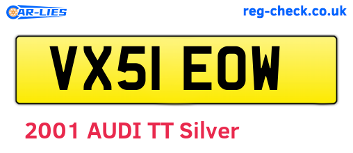 VX51EOW are the vehicle registration plates.