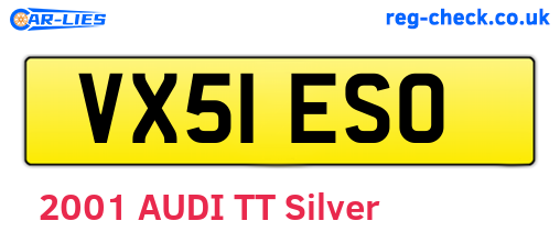 VX51ESO are the vehicle registration plates.