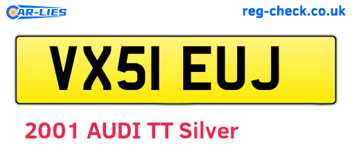 VX51EUJ are the vehicle registration plates.
