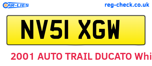 NV51XGW are the vehicle registration plates.