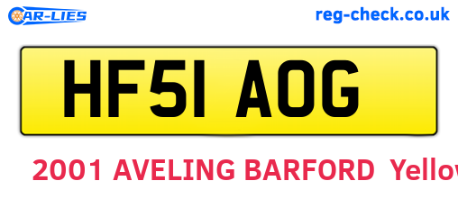 HF51AOG are the vehicle registration plates.