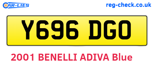 Y696DGO are the vehicle registration plates.
