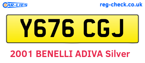 Y676CGJ are the vehicle registration plates.