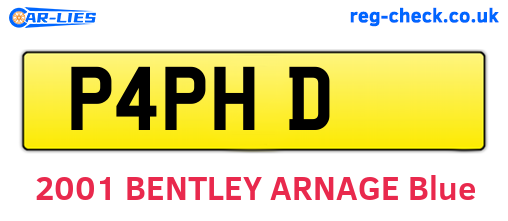 P4PHD are the vehicle registration plates.
