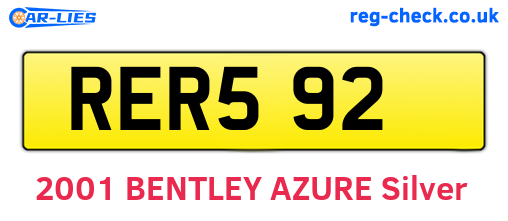 RER592 are the vehicle registration plates.