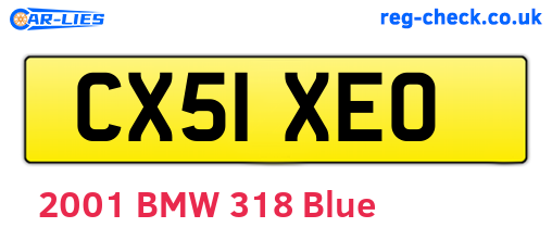 CX51XEO are the vehicle registration plates.