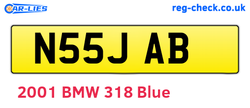 N55JAB are the vehicle registration plates.