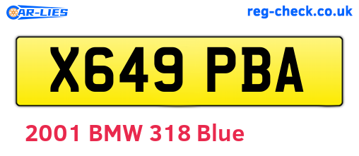 X649PBA are the vehicle registration plates.
