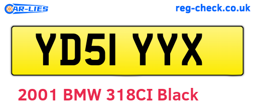 YD51YYX are the vehicle registration plates.