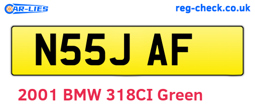 N55JAF are the vehicle registration plates.