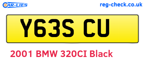 Y63SCU are the vehicle registration plates.