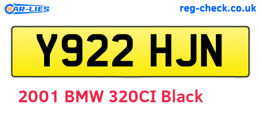 Y922HJN are the vehicle registration plates.