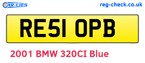 RE51OPB are the vehicle registration plates.