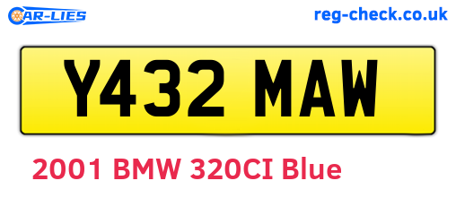 Y432MAW are the vehicle registration plates.