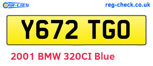 Y672TGO are the vehicle registration plates.