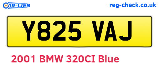 Y825VAJ are the vehicle registration plates.