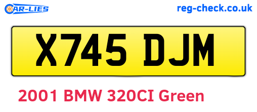 X745DJM are the vehicle registration plates.