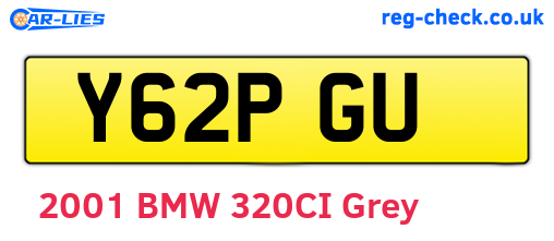 Y62PGU are the vehicle registration plates.