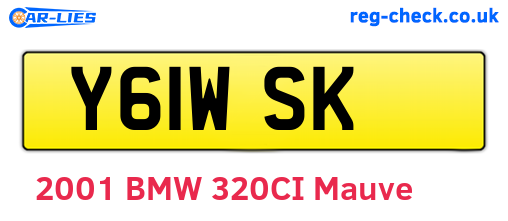 Y61WSK are the vehicle registration plates.