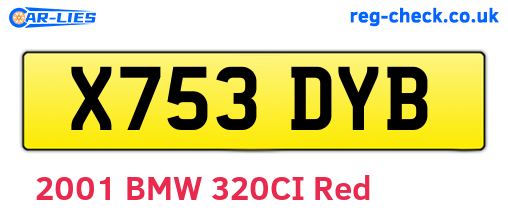 X753DYB are the vehicle registration plates.