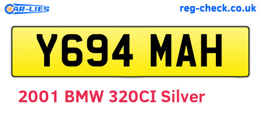 Y694MAH are the vehicle registration plates.