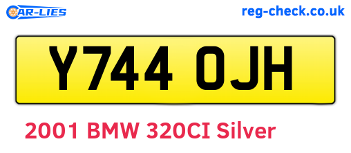 Y744OJH are the vehicle registration plates.
