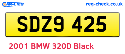 SDZ9425 are the vehicle registration plates.