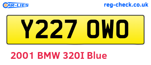 Y227OWO are the vehicle registration plates.