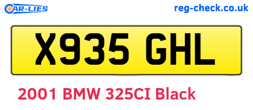 X935GHL are the vehicle registration plates.