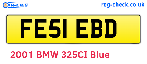 FE51EBD are the vehicle registration plates.