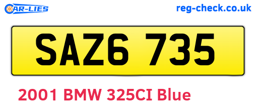 SAZ6735 are the vehicle registration plates.
