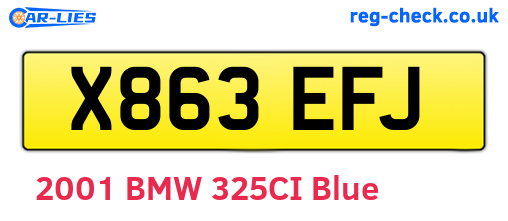 X863EFJ are the vehicle registration plates.