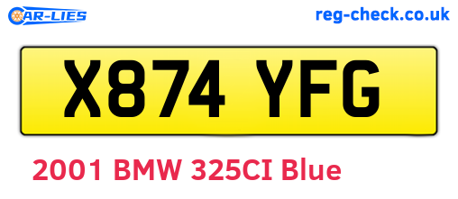 X874YFG are the vehicle registration plates.