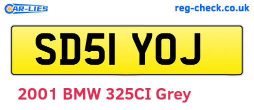 SD51YOJ are the vehicle registration plates.